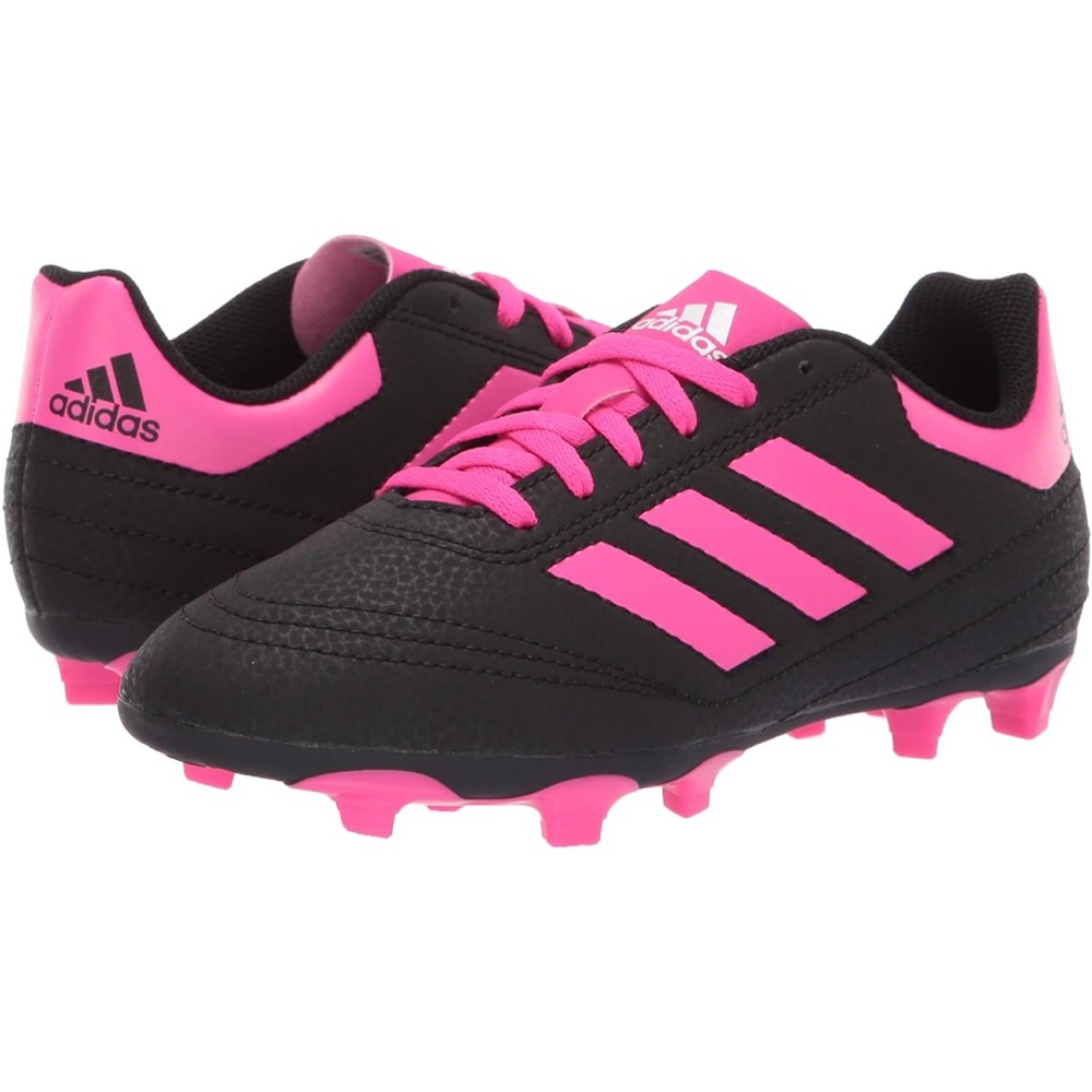 Kids Adidas Goletto VI FG cleats (model G26368) in black and shock‑pink Size 12